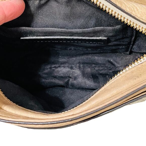 Rebecca Minkoff Suede Snake Print Crossbody Bag Tan Black - Picture 6 of 7